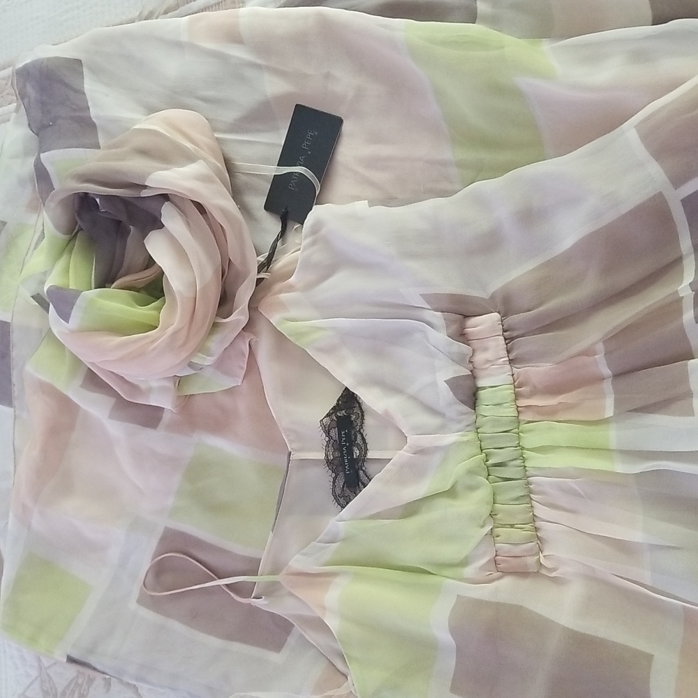 Patrizia Pepe Silk Strap Maxi Dress Blush Cream Pink Size S - Picture 12 of 13